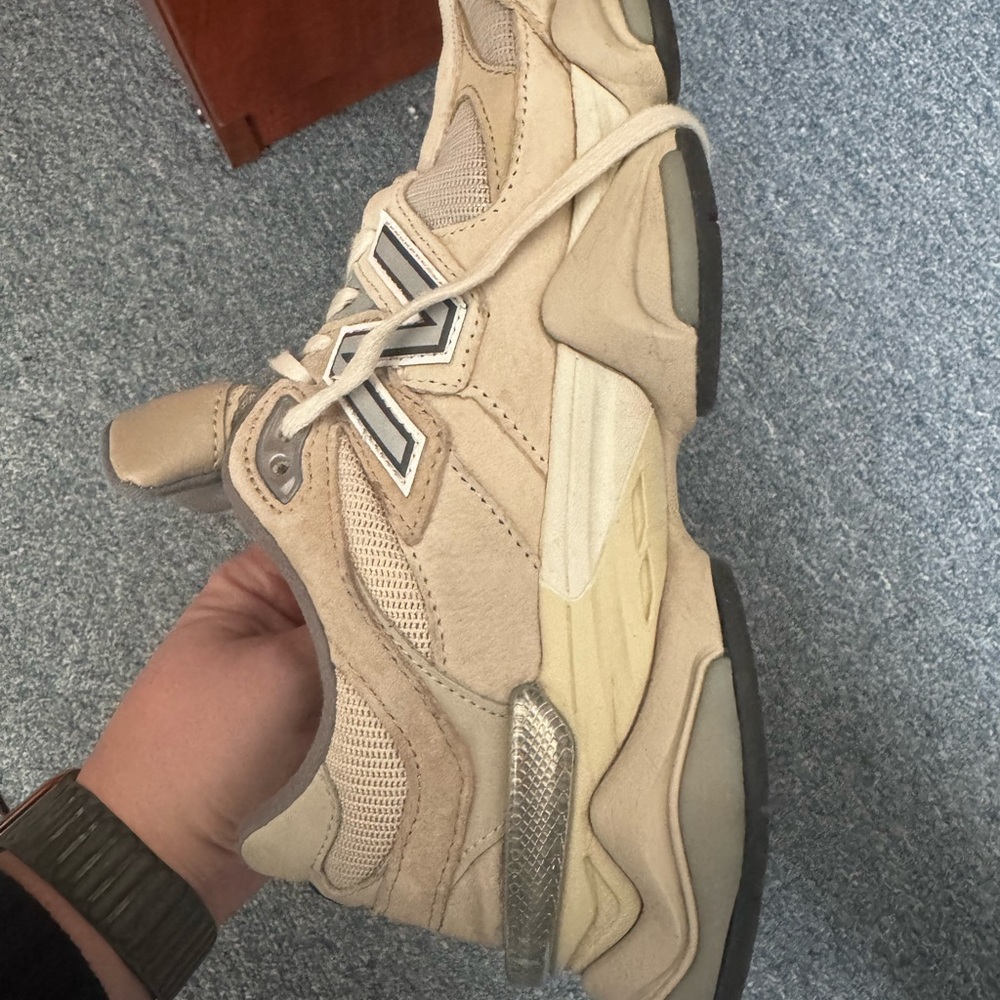 New Balance9060 Cream and Green Athletic Shoes